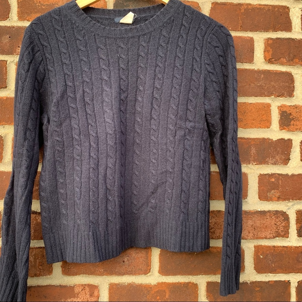 Jcrew navy cable knit crew neck sweater.